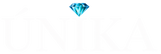 Logo ÚNIKA branca com diamante azul
